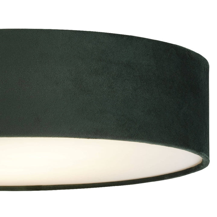 Stornfield | Vintage Round Green Velvet and Opal Lampshade 38cm