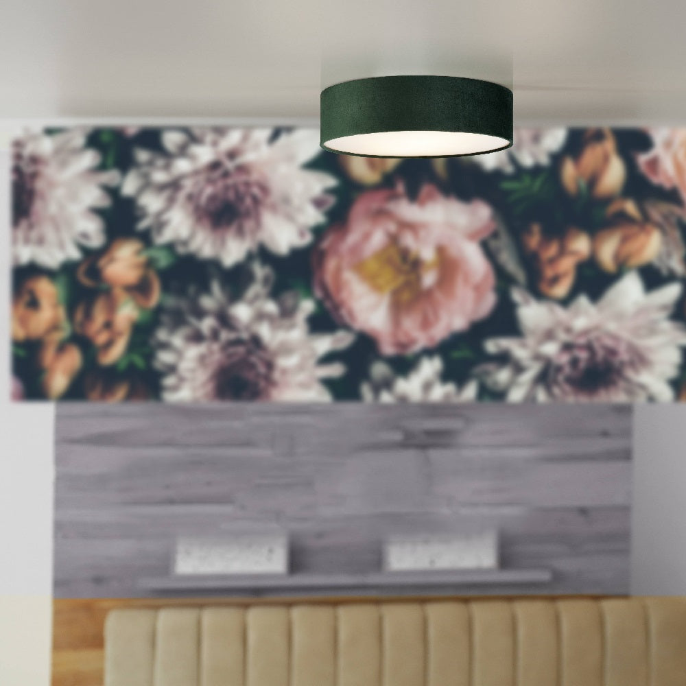 Stornfield | Vintage Round Green Velvet and Opal Lampshade 38cm