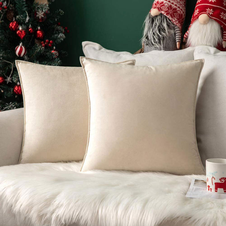 Plush Velvet Square Throw Pillow Set with Hidden Zipper and Down-Alternative Insert