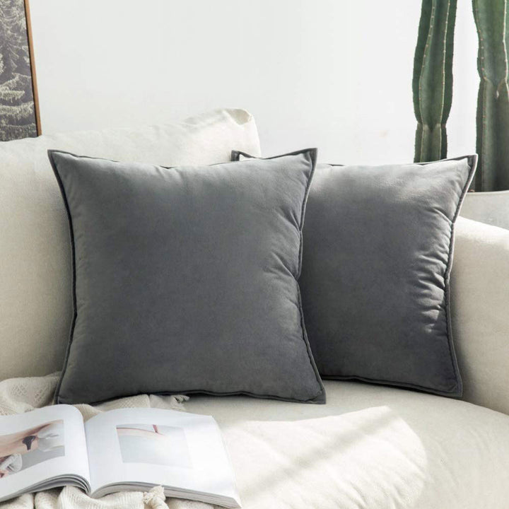 Plush Velvet Square Throw Pillow Set with Hidden Zipper and Down-Alternative Insert