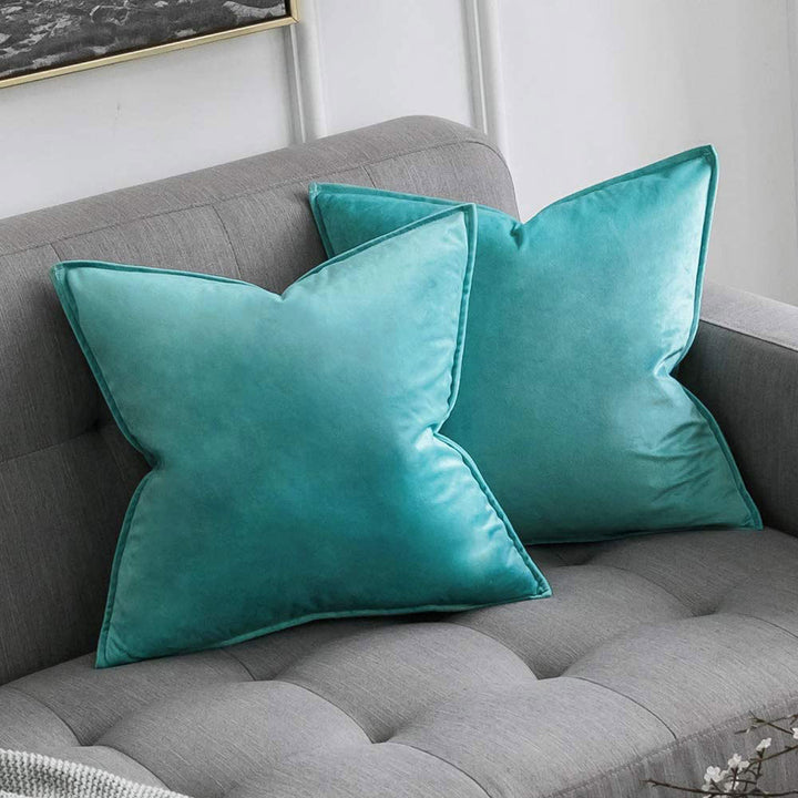 Plush Velvet Square Throw Pillow Set with Hidden Zipper and Down-Alternative Insert