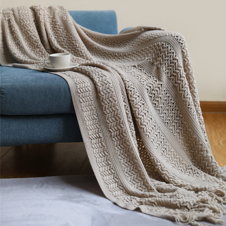Women's Knit Blanket with Elegant Fringes Stornfield