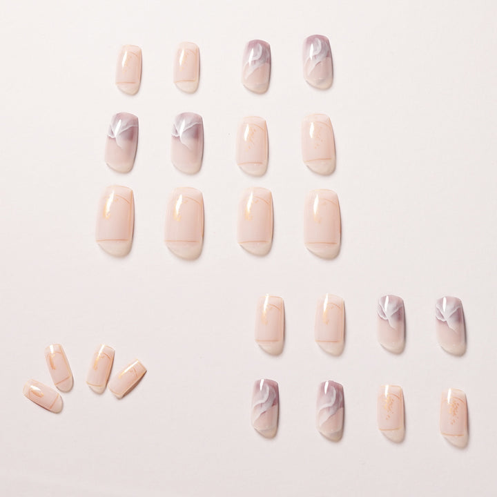 Elegant artificial nails with flower and glitter pattern Stornfield