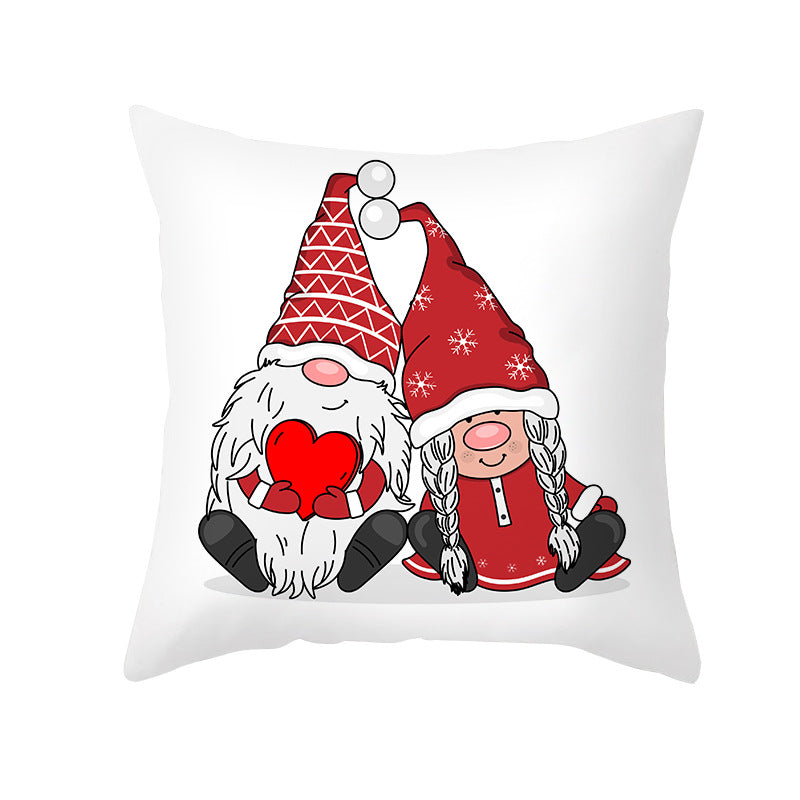 Valentine's Gnome Decorative Throw Pillow Cover with Buffalo Plaid Hat and Heart Garland