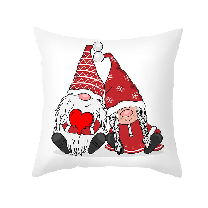 Valentine's Gnome Decorative Throw Pillow Cover with Buffalo Plaid Hat and Heart Garland