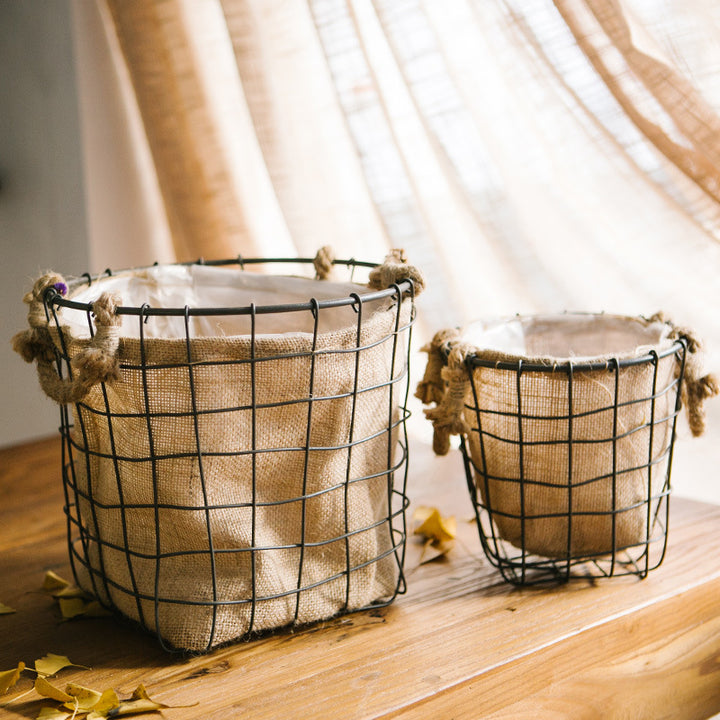 Decorative storage basket with jute lining Stornfield
