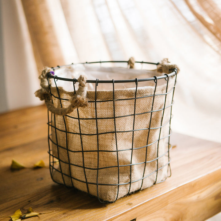Decorative storage basket with jute lining Stornfield