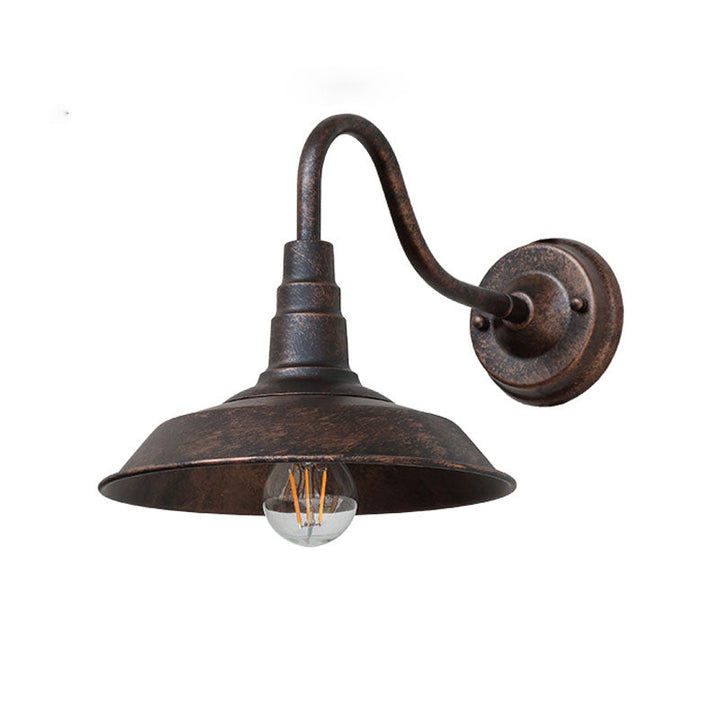 1-Bulb Gooseneck Wall Lamp Industrial Metal Wall Mounted Light with Barn Shade for Outdoor | Stornfield