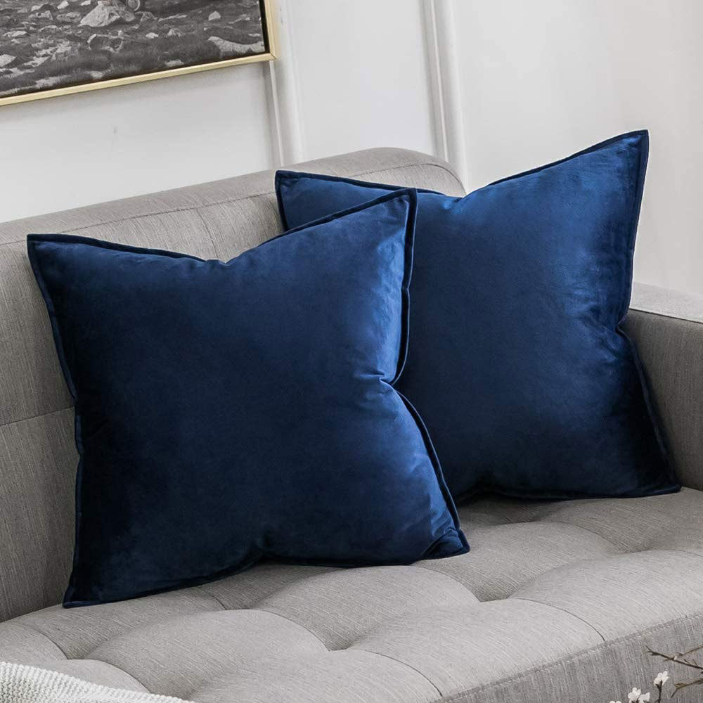 Plush Velvet Square Throw Pillow Set with Hidden Zipper and Down-Alternative Insert