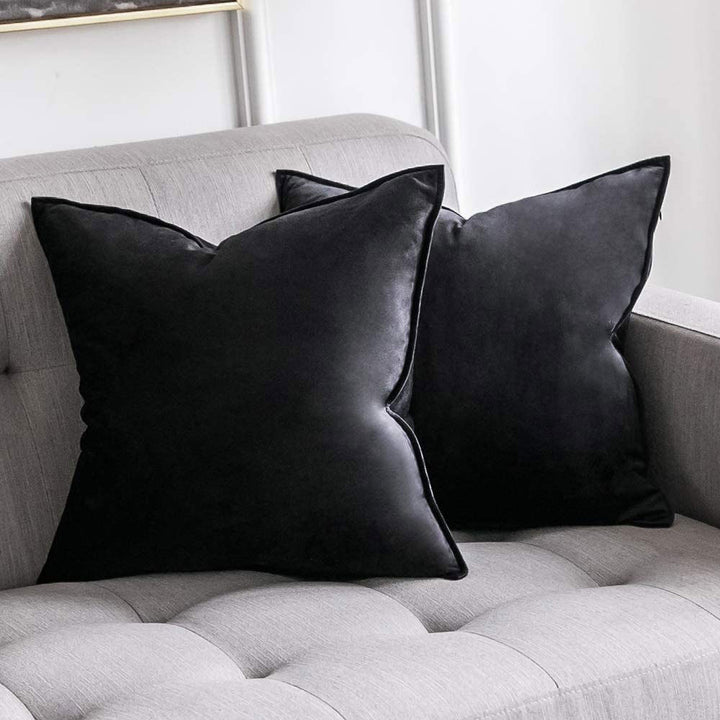 Plush Velvet Square Throw Pillow Set with Hidden Zipper and Down-Alternative Insert