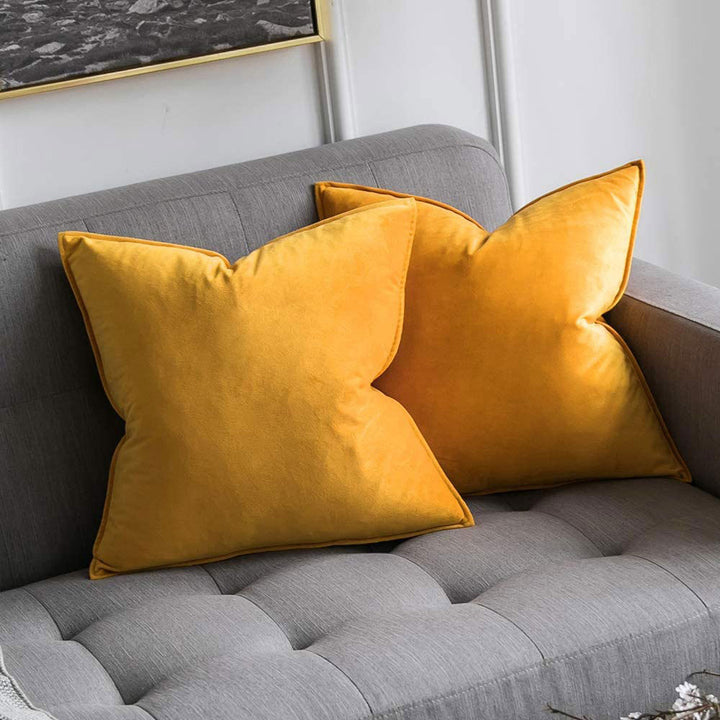 Plush Velvet Square Throw Pillow Set with Hidden Zipper and Down-Alternative Insert