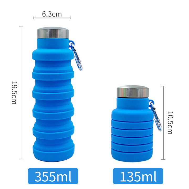 Women practical and compact silicone drinking bottle with carabiner and stainless steel cap Stornfield