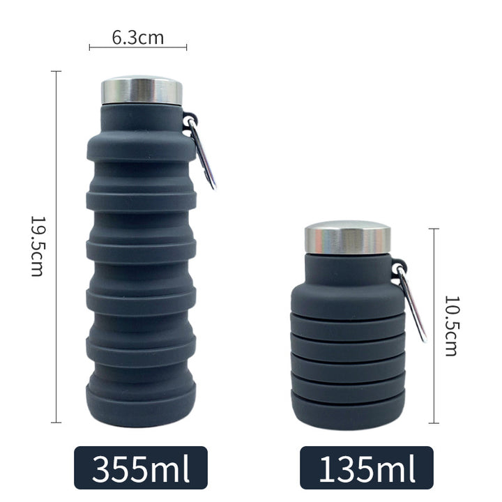 Women practical and compact silicone drinking bottle with carabiner and stainless steel cap Stornfield