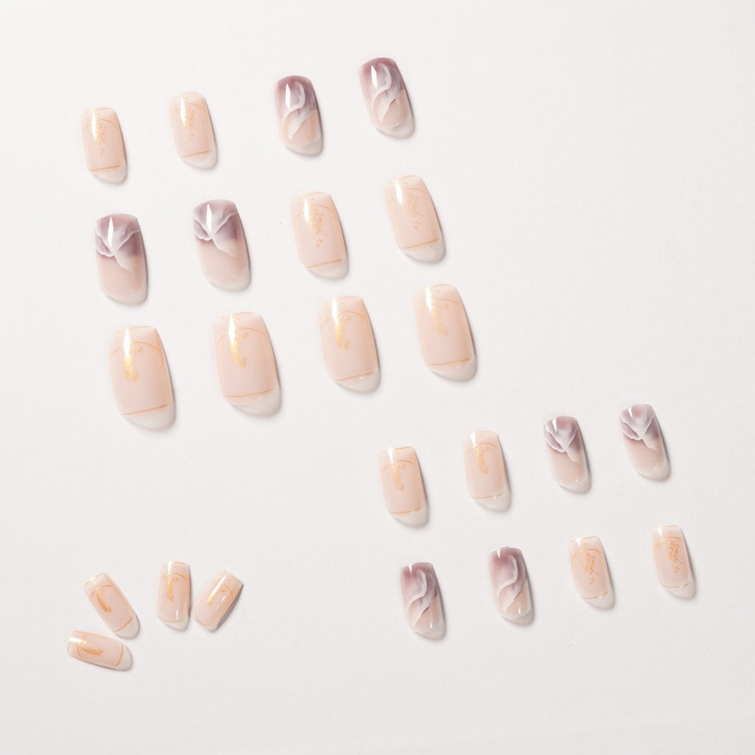 Elegant artificial nails with flower and glitter pattern Stornfield