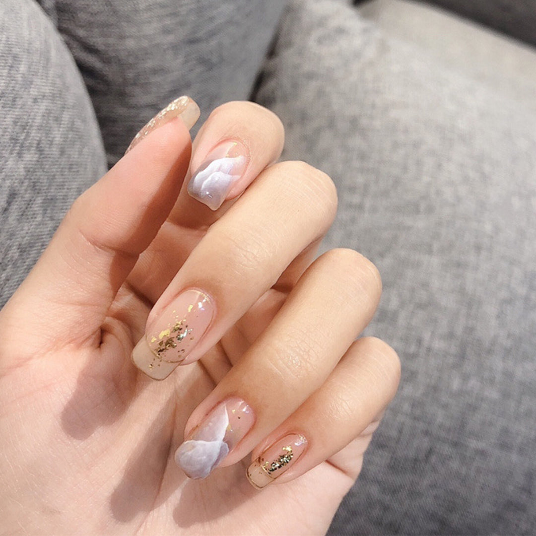 Elegant artificial nails with flower and glitter pattern Stornfield