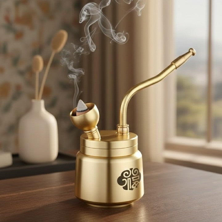 Artisan Brass Pipe Aromatherapy Incense Burner | Stornfield