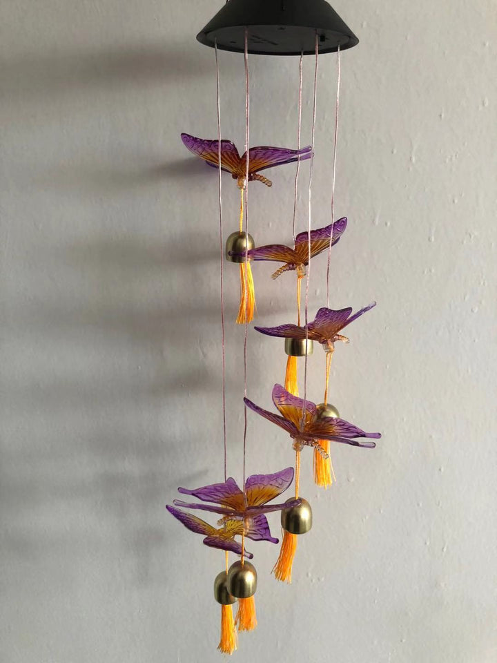 LED Solar Butterfly Wind Chime Garden Hanging Light Stornfield