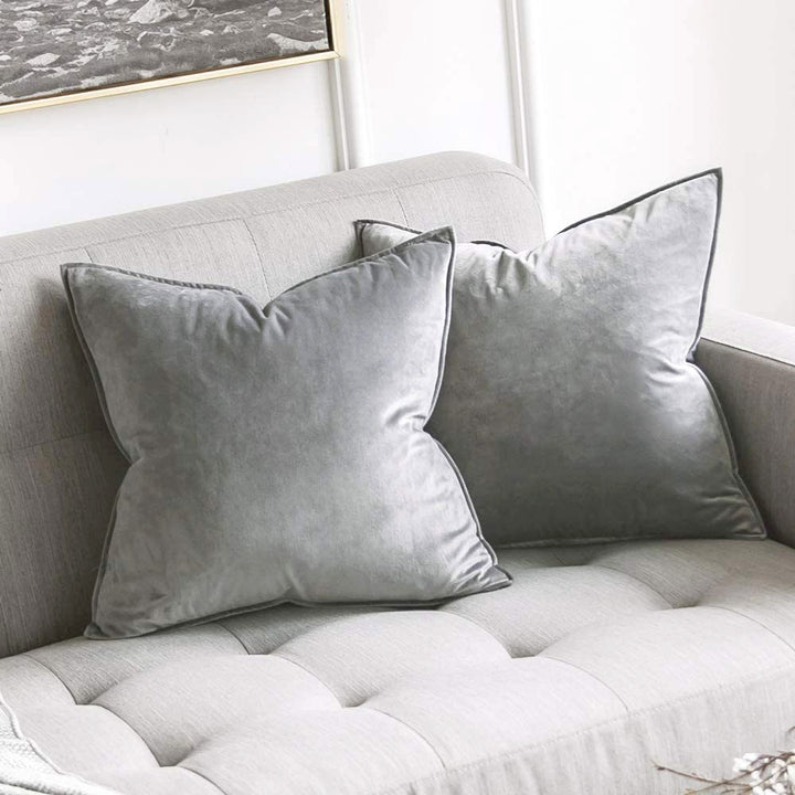 Plush Velvet Square Throw Pillow Set with Hidden Zipper and Down-Alternative Insert