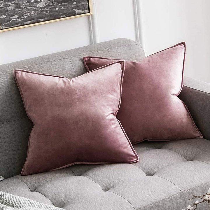 Plush Velvet Square Throw Pillow Set with Hidden Zipper and Down-Alternative Insert