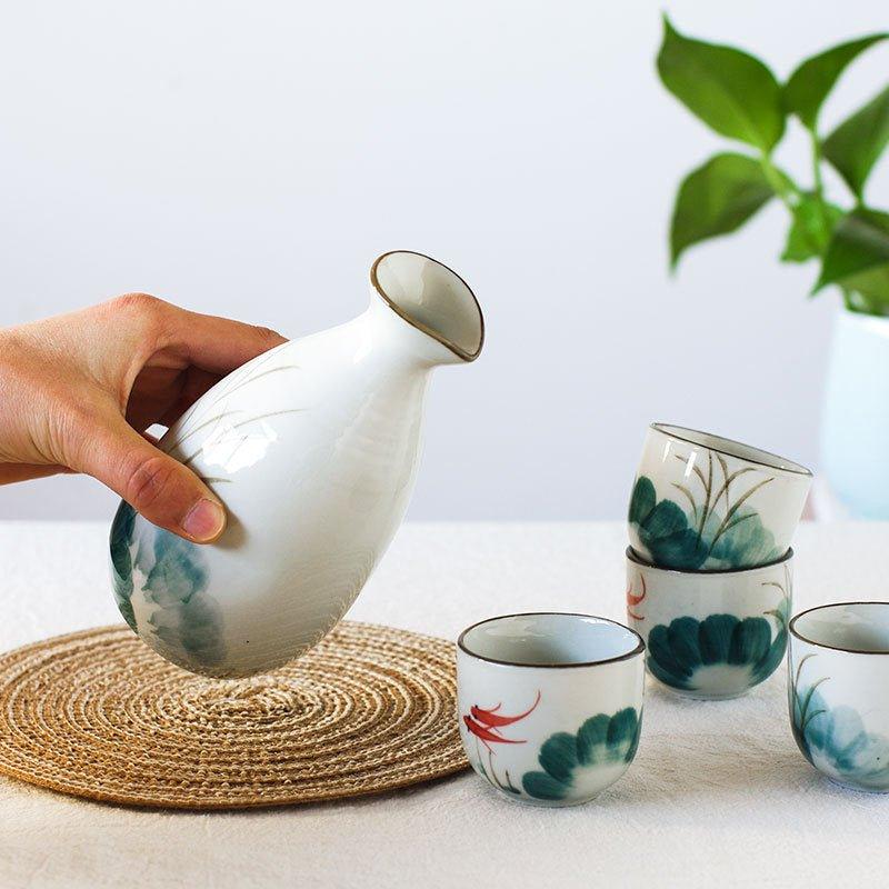 Japanese Handcrafted Goldfish Ceramic Sake Set | Stornfield