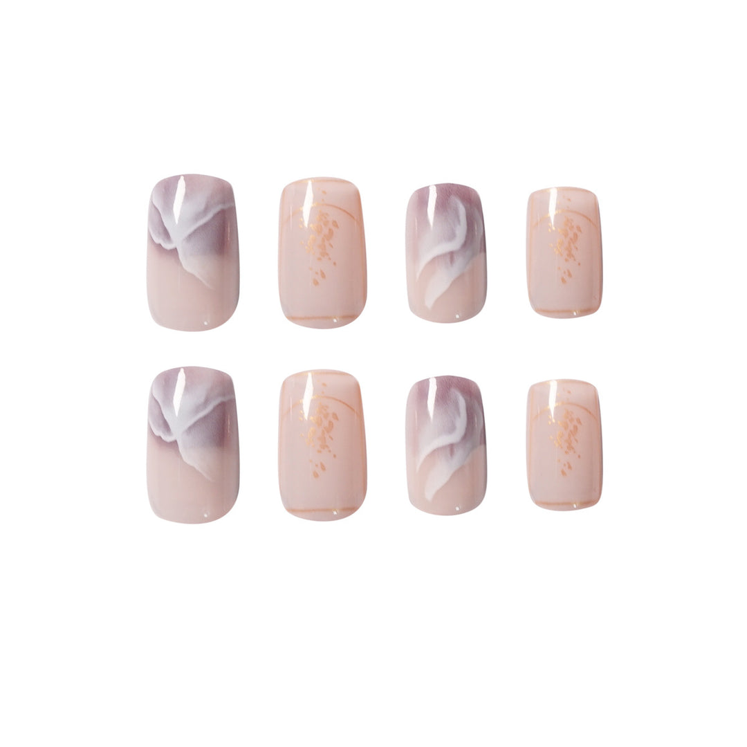 Elegant artificial nails with flower and glitter pattern Stornfield