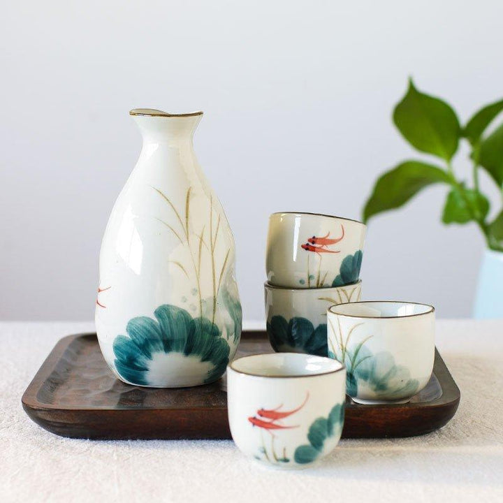 Japanese Handcrafted Goldfish Ceramic Sake Set | Stornfield