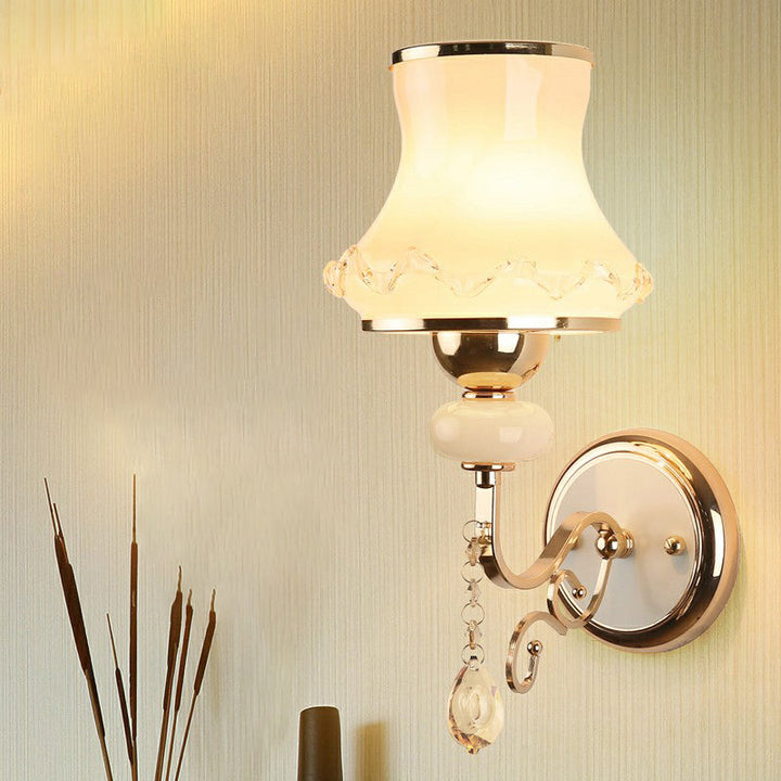 Simplicity Flared Wall Mount Lighting Single Matte White Glass Sconce Light in Gold | Stornfield