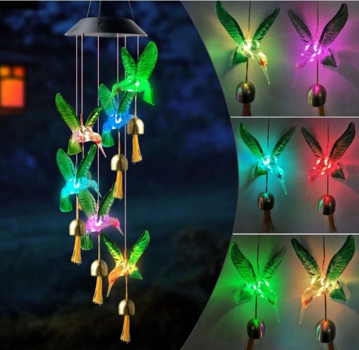 LED Solar Butterfly Wind Chime Garden Hanging Light Stornfield