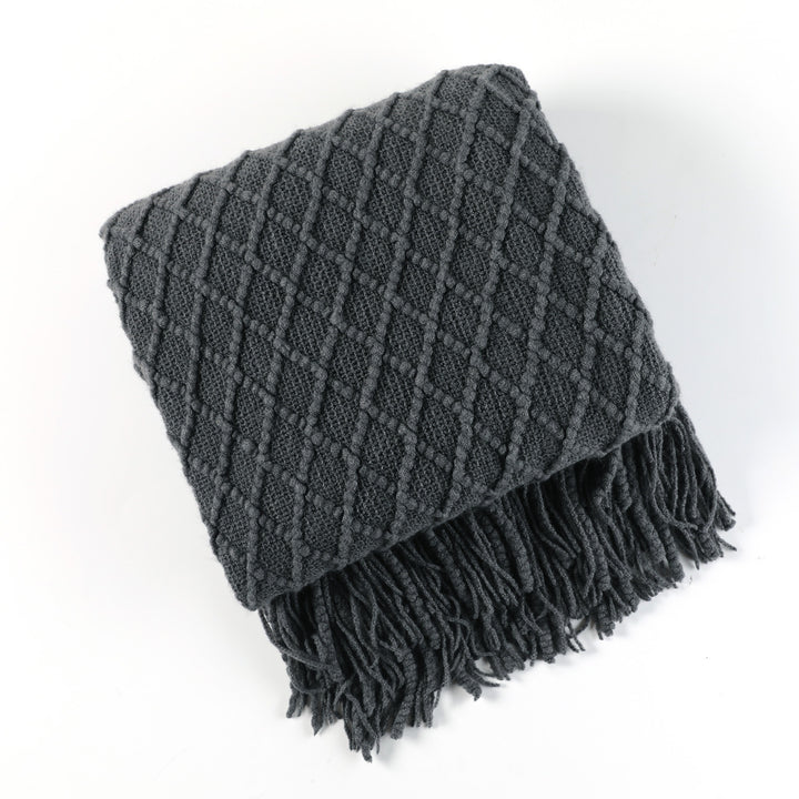 Ladies Patterned Knitted Blanket with Fringes Stornfield