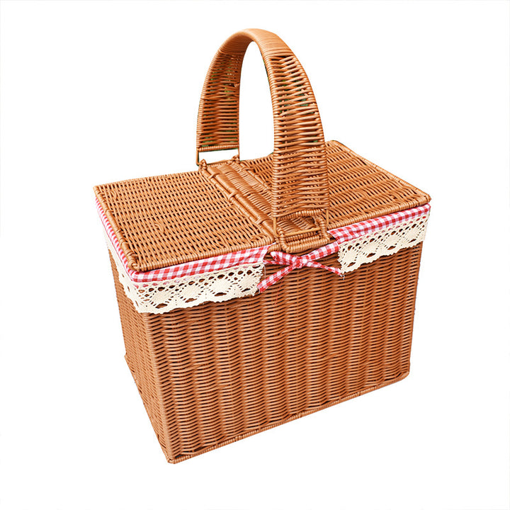 Handcrafted Rattan Picnic Basket with Lid Stornfield