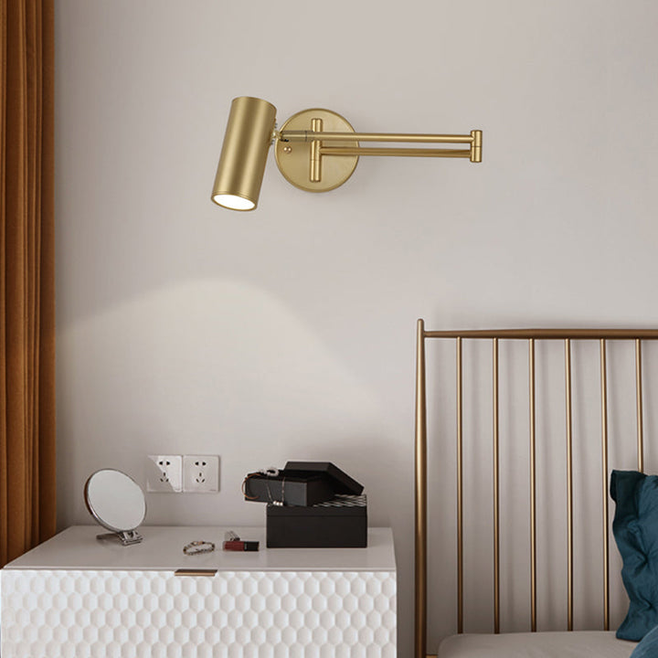 Tubular Bedside Wall Mounted Reading Lamp Metal 1 Bulb Postmodern Wall Light with Extendable Arm | Stornfield