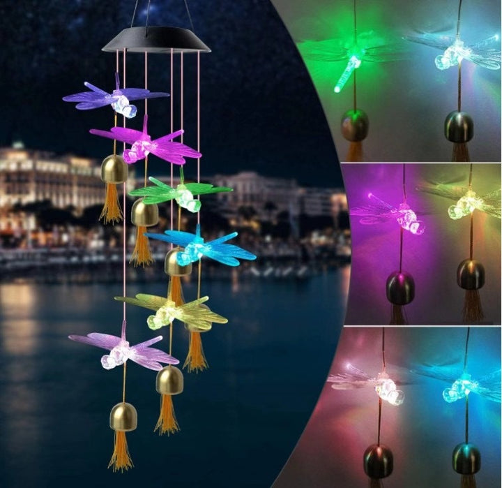 LED Solar Butterfly Wind Chime Garden Hanging Light Stornfield