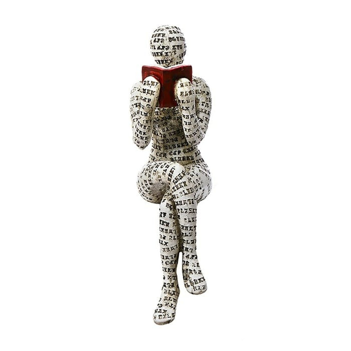 Resin Modern Reading Woman Statue Ornament in The Shape of a Scholar | Stornfield