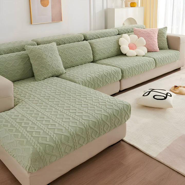 Samt-Sofa cover with diamond pattern – Soft & Luxurious | Perfect fit for any couch | Stornfield