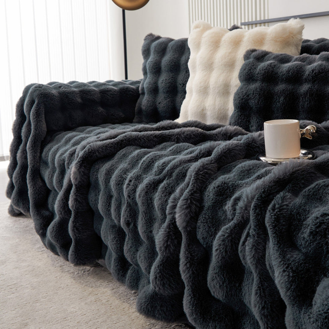 Luxe Ripple Faux Fur Sofa Cover - Modern, Stylish & Durable Sofa Protection | Stornfield