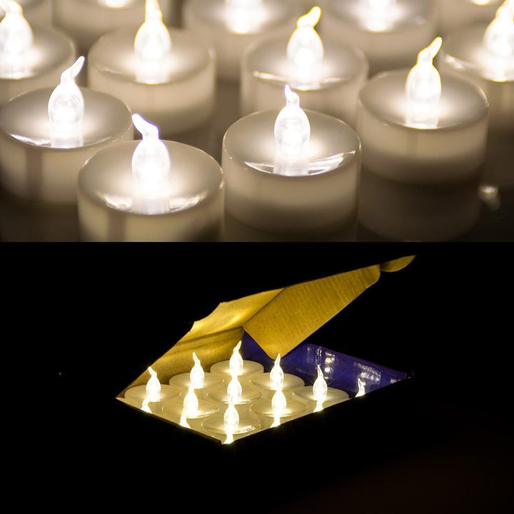 Stornfield | 24 Pieces: Warm White Flameless and Smokeless Timer Tealight Candles