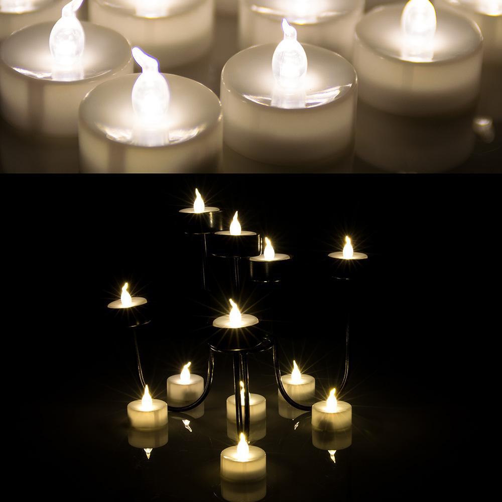 Stornfield | 24 Pieces: Warm White Flameless and Smokeless Timer Tealight Candles