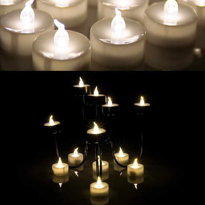 Stornfield | 24 Pieces: Warm White Flameless and Smokeless Timer Tealight Candles