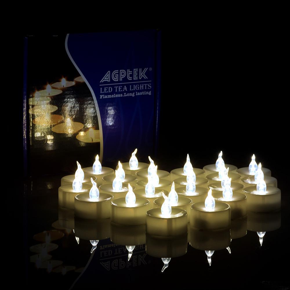 Stornfield | 24 Pieces: Warm White Flameless and Smokeless Timer Tealight Candles