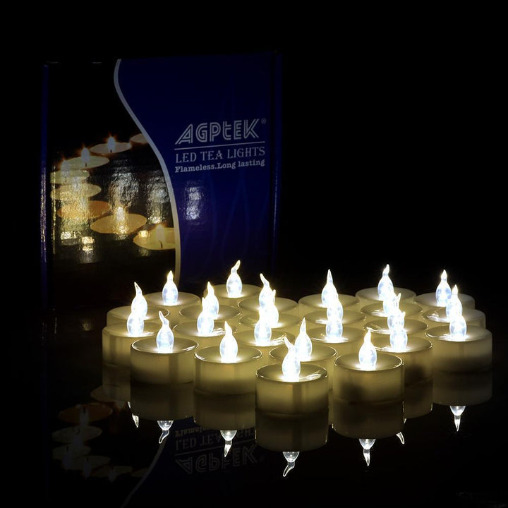 Stornfield | 24 Pieces: Warm White Flameless and Smokeless Timer Tealight Candles