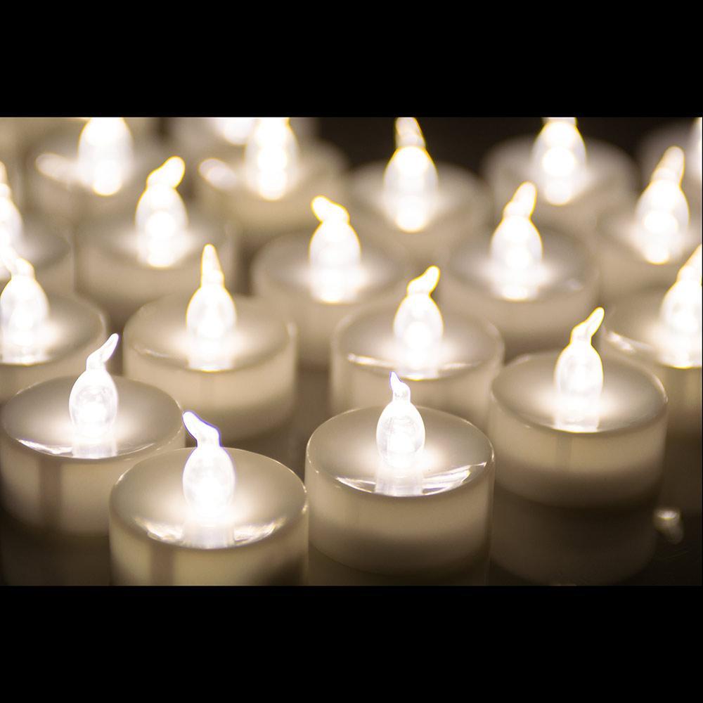 Stornfield | 24 Pieces: Warm White Flameless and Smokeless Timer Tealight Candles