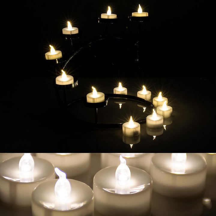 Stornfield | 24 Pieces: Warm White Flameless and Smokeless Timer Tealight Candles