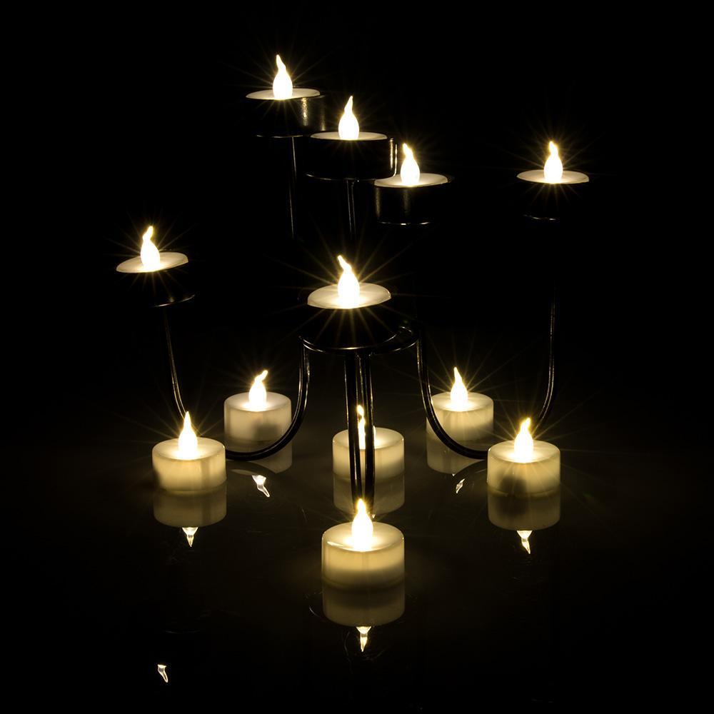 Stornfield | 24 Pieces: Warm White Flameless and Smokeless Timer Tealight Candles
