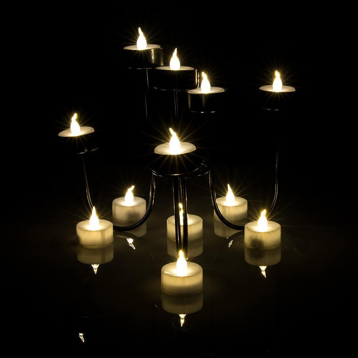 Stornfield | 24 Pieces: Warm White Flameless and Smokeless Timer Tealight Candles