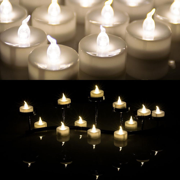 Stornfield | 24 Pieces: Warm White Flameless and Smokeless Timer Tealight Candles