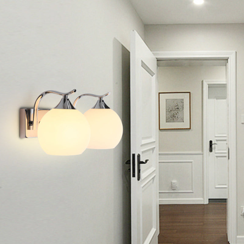 Satin Opal Glass Dome Sconce Light Fixture Simple Style Corridor Wall Mount Lamp | Stornfield