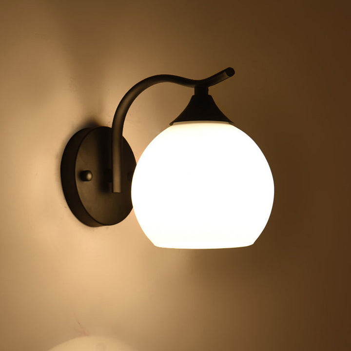 Satin Opal Glass Dome Sconce Light Fixture Simple Style Corridor Wall Mount Lamp | Stornfield