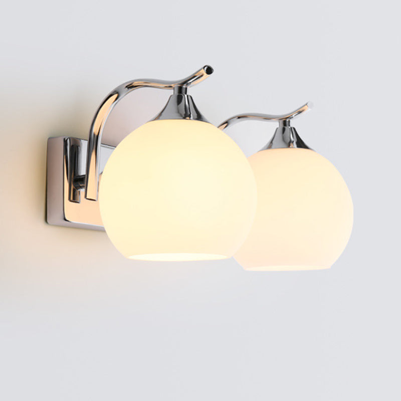 Satin Opal Glass Dome Sconce Light Fixture Simple Style Corridor Wall Mount Lamp | Stornfield