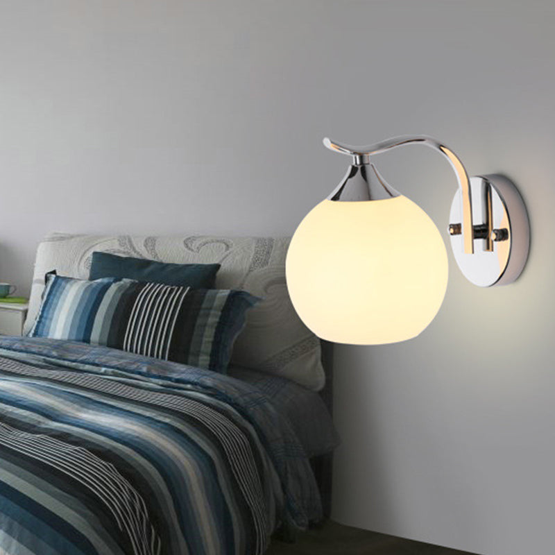 Satin Opal Glass Dome Sconce Light Fixture Simple Style Corridor Wall Mount Lamp | Stornfield