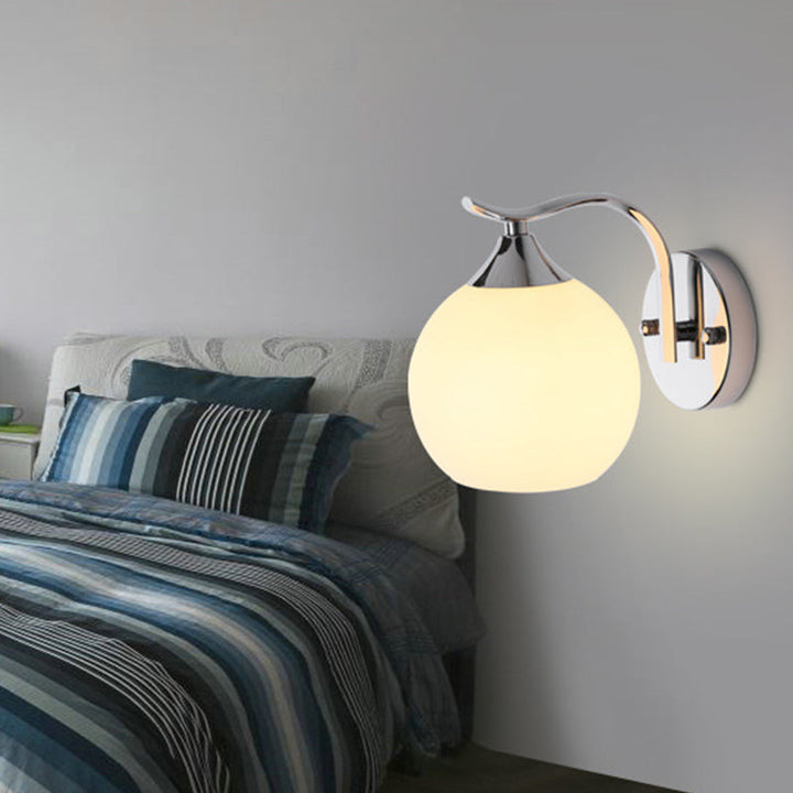 Satin Opal Glass Dome Sconce Light Fixture Simple Style Corridor Wall Mount Lamp | Stornfield
